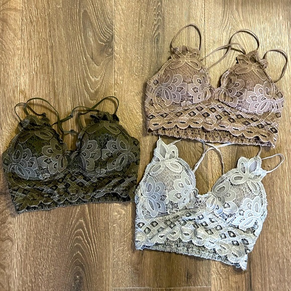 Wishlist Other - Wishlist Set of 3 Double Strap Lace Bralettes Size Large